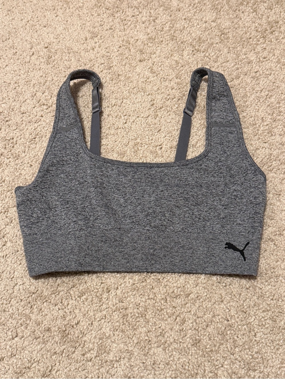 Puma Gray Seamless Stretch Sports Bra with Logo